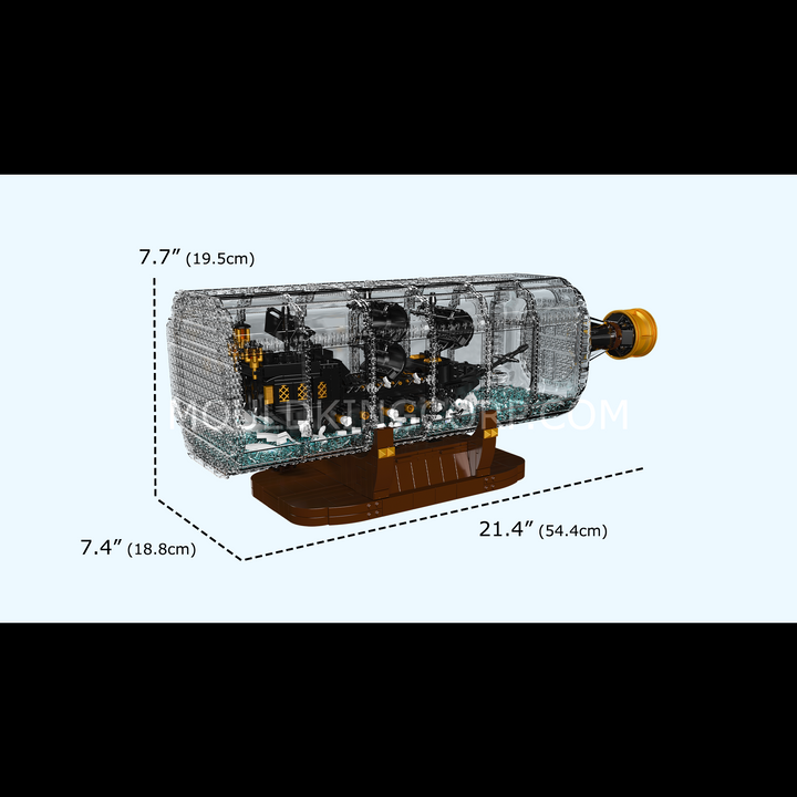 Mould King 10065 Schwarzes Piratenschiff-in-der-Flasche-Bauset | 2.206 Teile