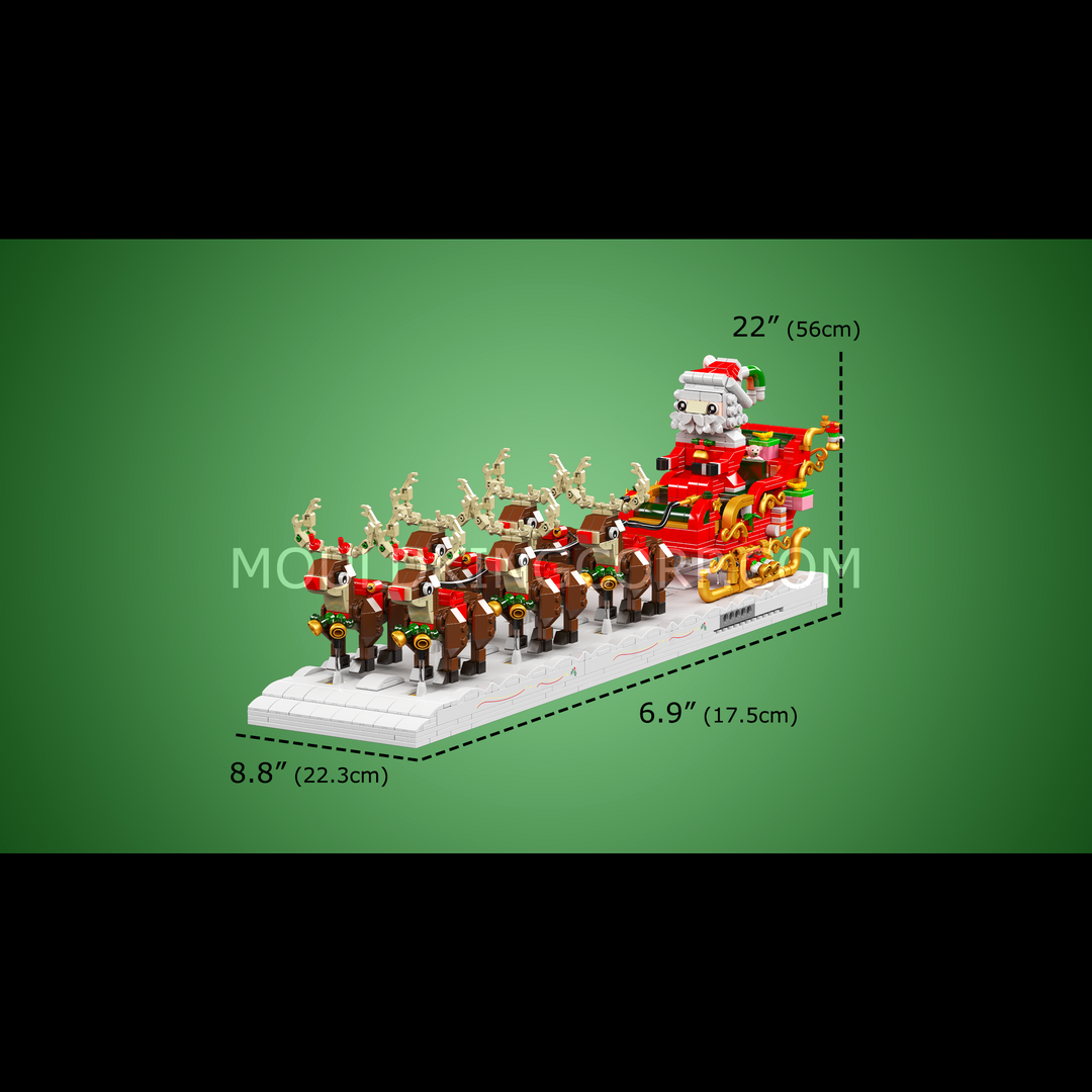 Mould King 10154 Motorised Reindeer & Santa Claus Sleigh Building Set | 2,073 Pcs