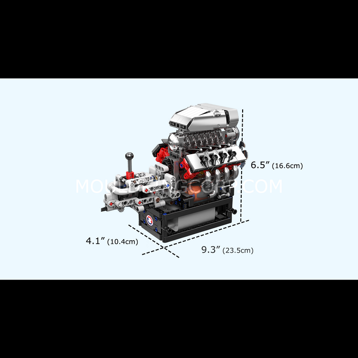 Mallenkoning 10225 Amerikaanse Muscle Car V8 Motor met Versnellingsbak Bouwset | 855 stuks