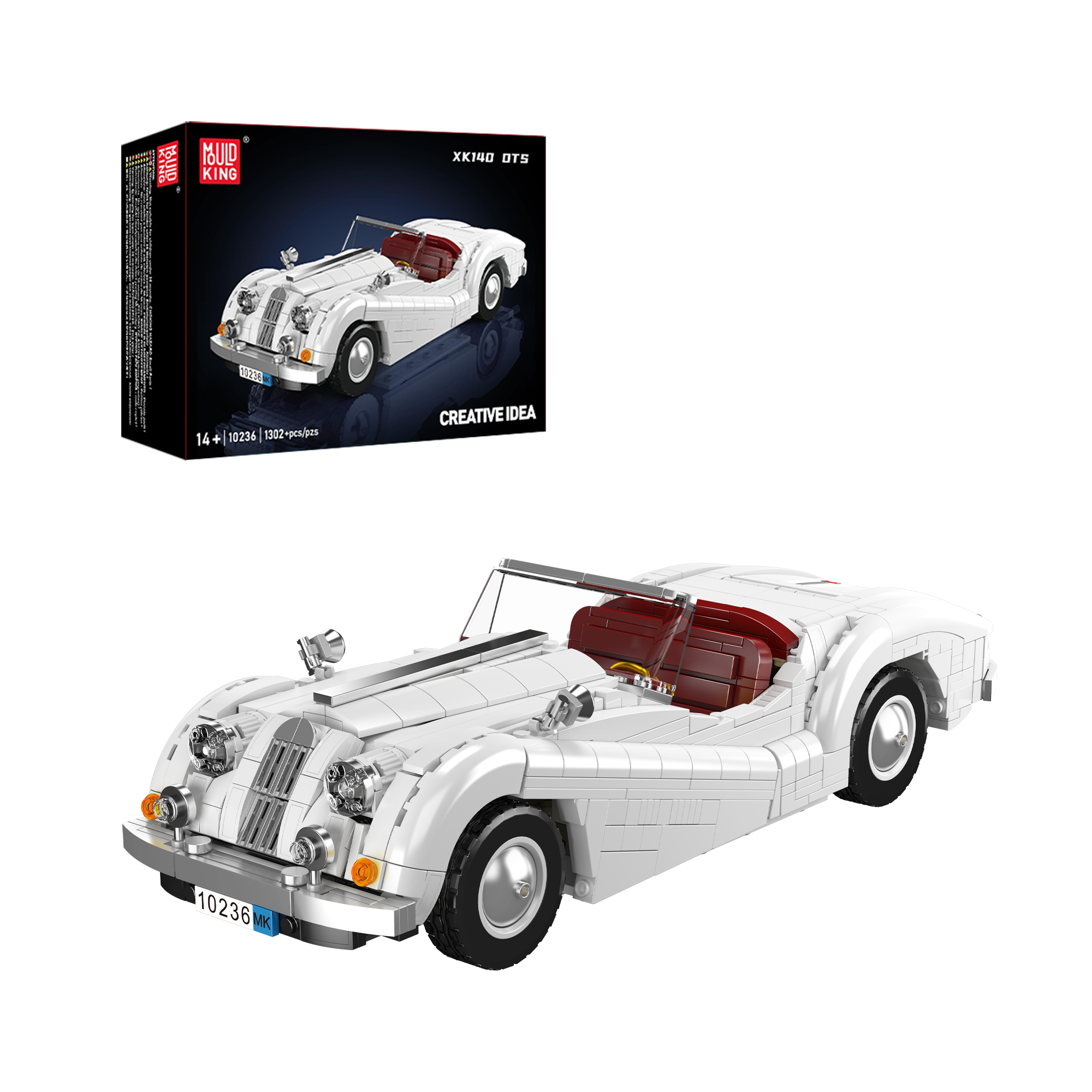 Mould King 10236 Classic XK140 Convertible Sports Car Building Set