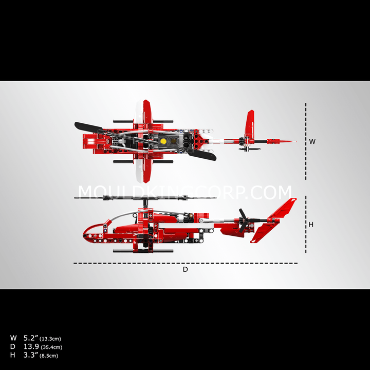 Mould King 24022 Sparrow Helicopter Building Toy Set | 266 PCS