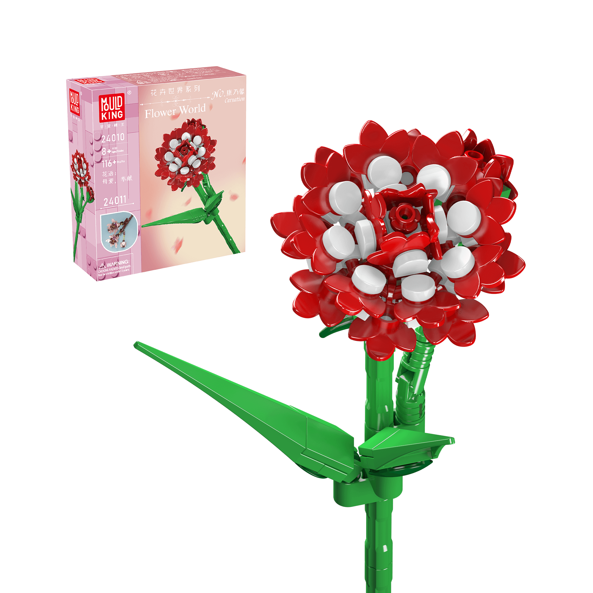 Mould King 24010 Carnation Flower Decor Building Set | 116 PCS