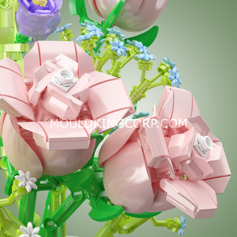 Mould King 10009 Wish-fulling Rose Flower Bouquet Building Set | 1,203 PCS