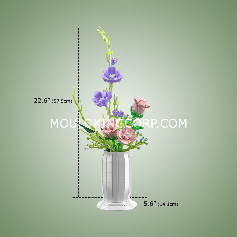 Mould King 10009 Wish-fulling Rose Flower Bouquet Building Set | 1,203 PCS