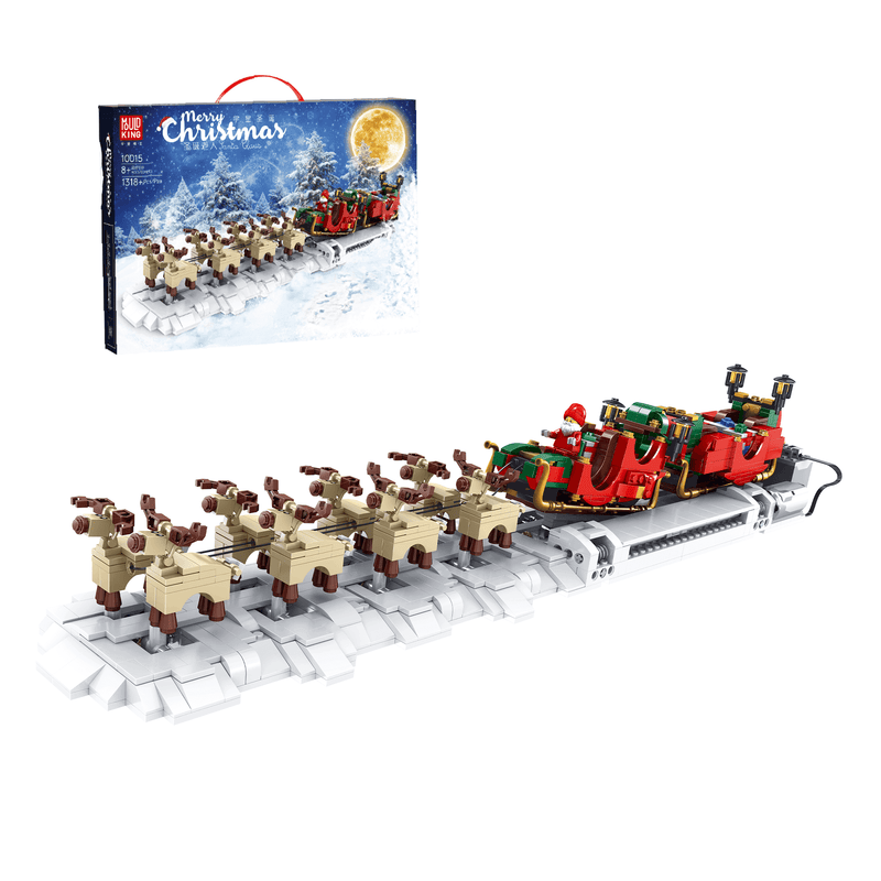 Mould King 10015 Motorised Santa Sleigh & Reindeer Building Set | 1,318 PCS