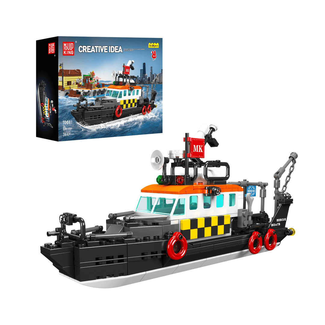 Mould King 10081 Britisches multifunktionales Rettungsboot-Bauset | 364 Teile