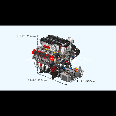 Mallenkoning 10130 F488 gemotoriseerde V8 motor bouwset | 2.718 stuks