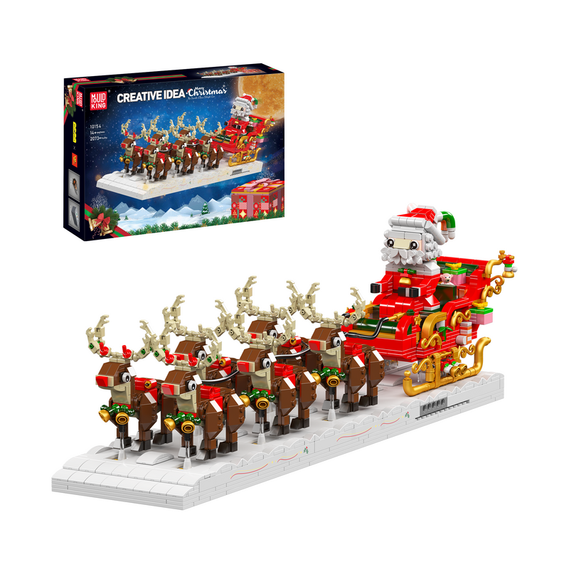 Mould King 10154 Motorised Reindeer & Santa Claus Sleigh Building Set | 2,073 Pcs