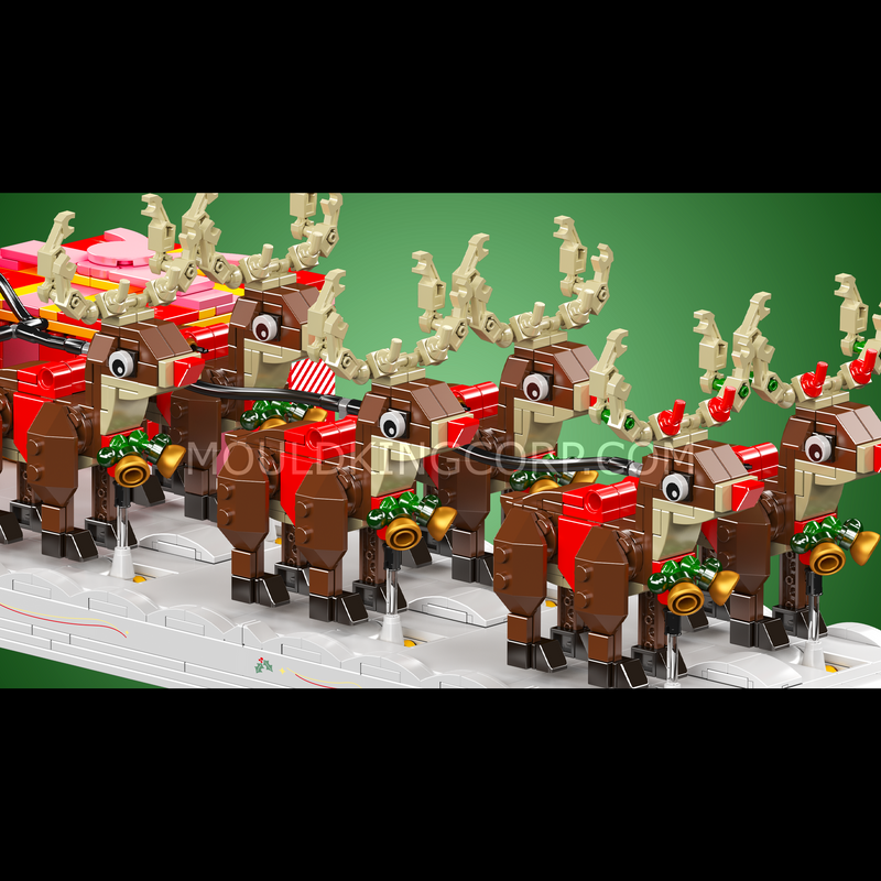 Mould King 10154 Motorised Reindeer & Santa Claus Sleigh Building Set | 2,073 Pcs