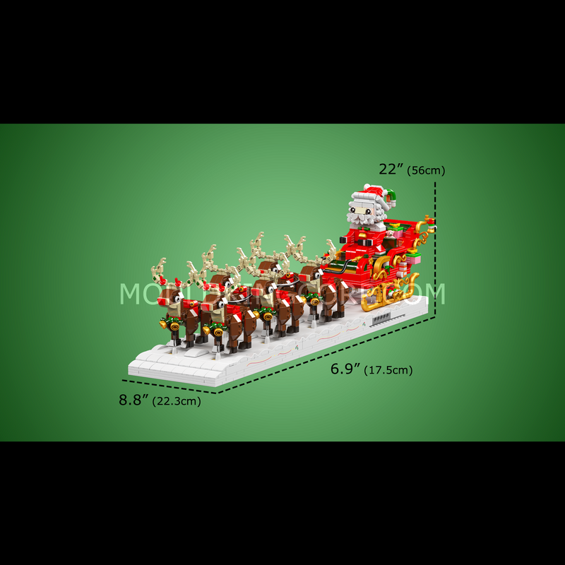 Mould King 10154 Motorised Reindeer & Santa Claus Sleigh Building Set | 2,073 Pcs