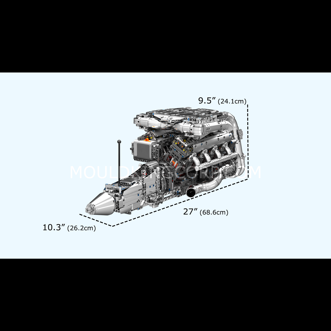 Mould King 10163 W16 Ensemble de modèle de moteur - 955 pièces pour construire votre propre mini Mould King 10163 W16 Ensemble de modèle de moteur - 955 pièces pour construire votre propre mini