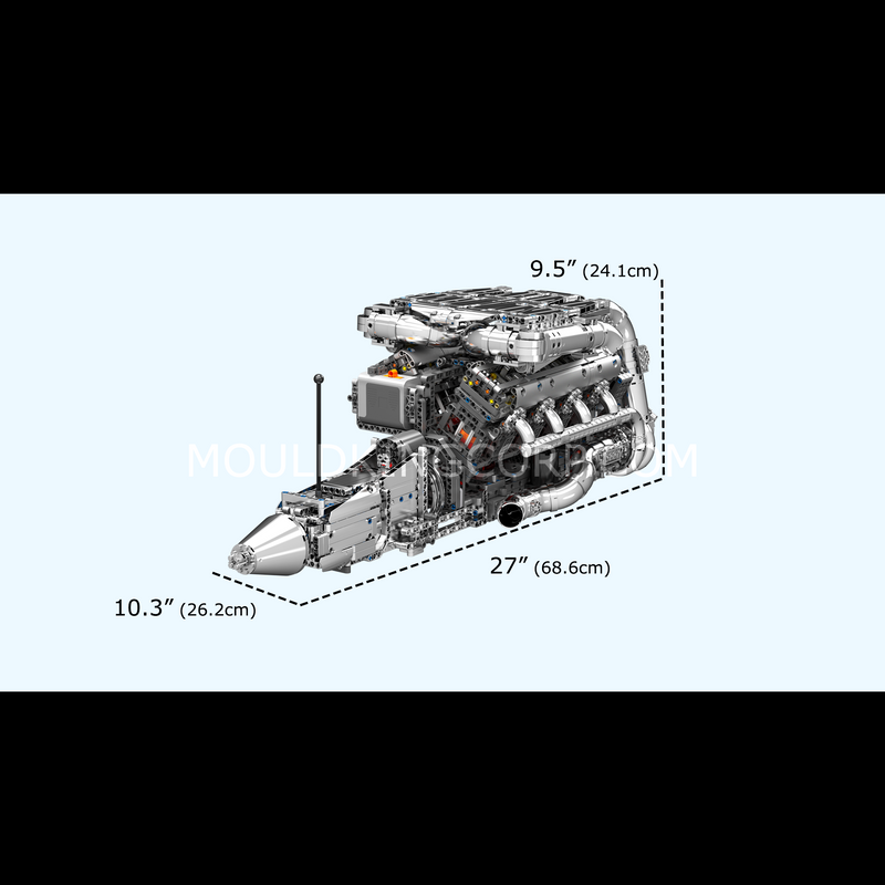 Mould King 10168 Motorised Hypercar W16 Engine & Gearbox Building Set | 2,899 Pcs