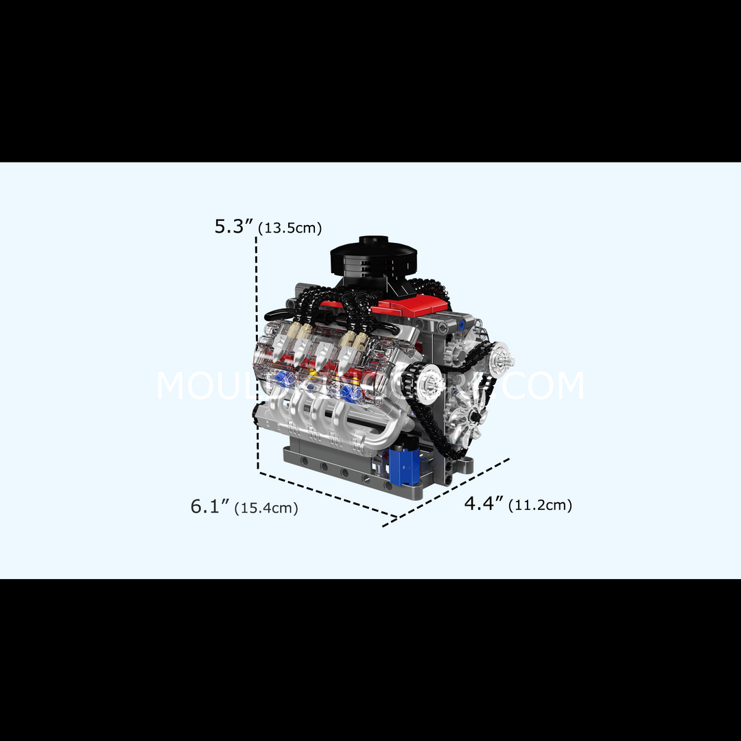 Mould King 10171 Chevy LSX454 Motorized V8 Engine Building Set | 487 Pcs