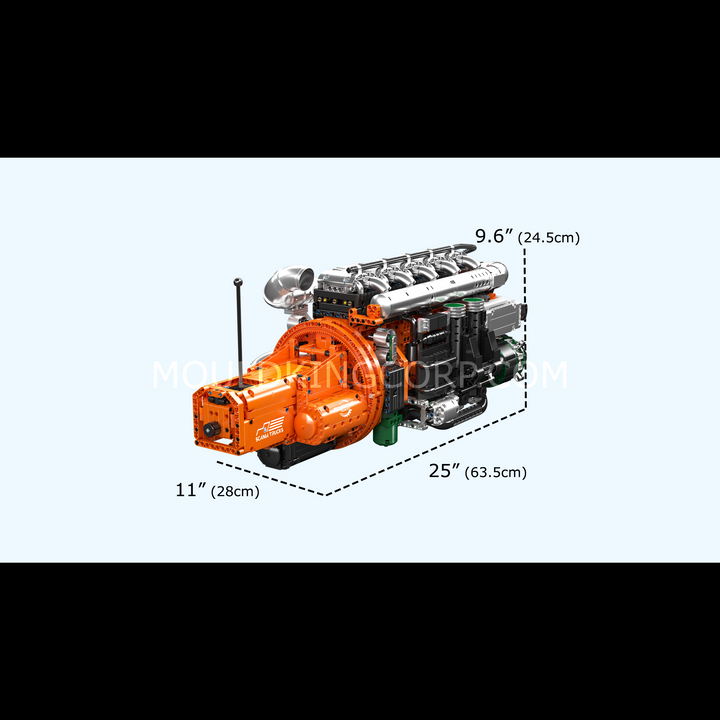 Mould King 10200 Inline-6 Truck Motor &amp; Getriebe Bausatz | 3.236 Teile