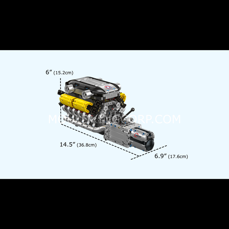 Mould King 10202 Motorised Lambo V12 Engine & Gearbox Building Set | 1,260 Pcs