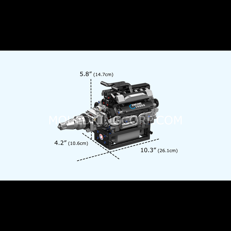 Mould King 10205 Motorised British Luxury V12 Engine Building Set | 733 Pcs