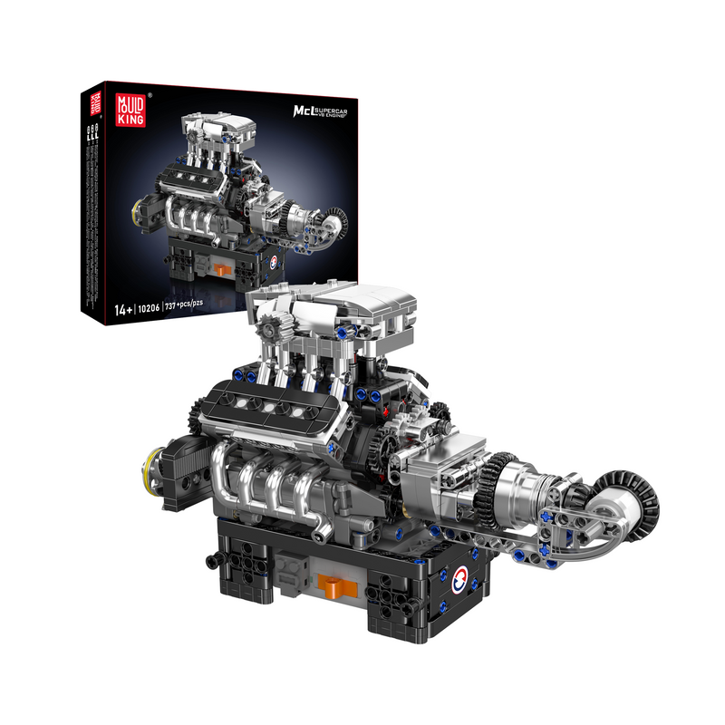 Mould King 10206 Turbocharged V8 Engine Building Set | 737 Pcs