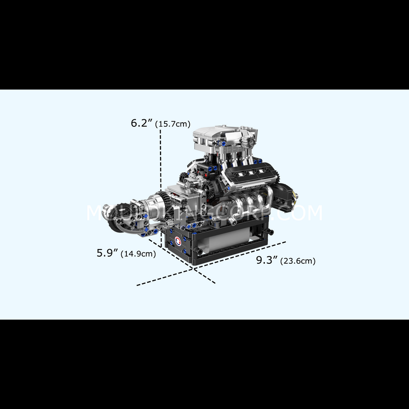 Mould King 10206 Turbocharged V8 Engine Building Set | 737 Pcs