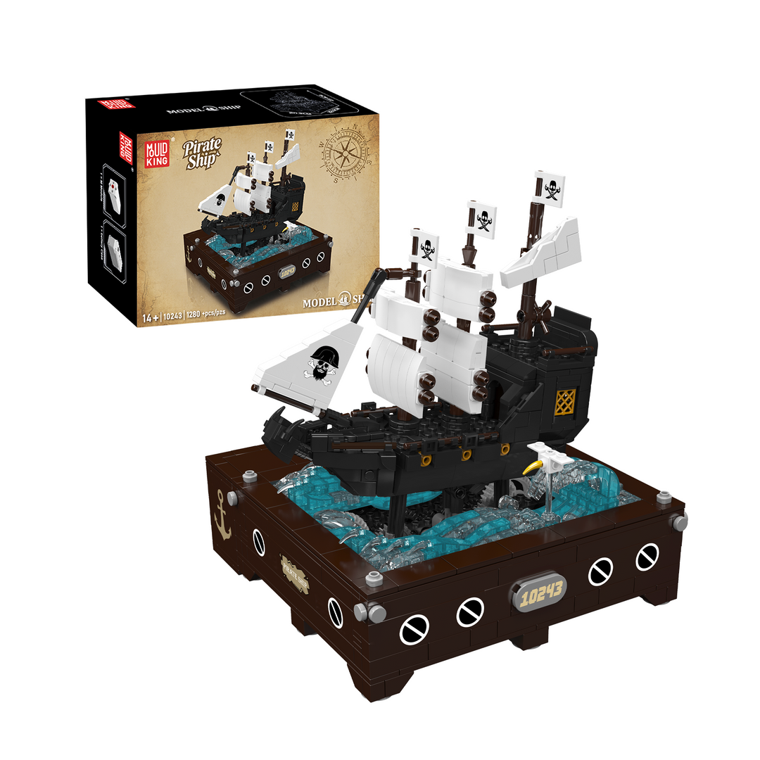 Mould King 10243 Motorized Pirate Ship & Moving Wave Building Set | 1,280 Pcs