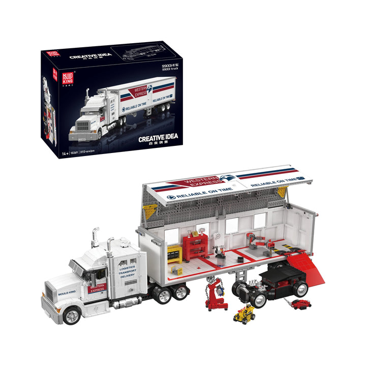 Mould King 10269 9900i Semi Truck & Expandable Mobile Workshop Building Set | 3,113 Pcs
