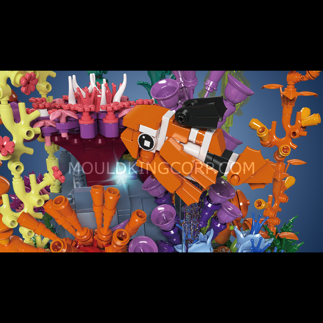 Mould King 10270 Aquarium récifal lumineux et vitrine en acrylique | 2 428 pièces