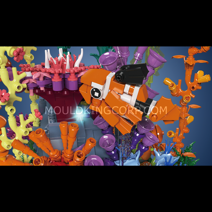 Mould King 10270 Aquarium récifal lumineux et vitrine en acrylique | 2 428 pièces