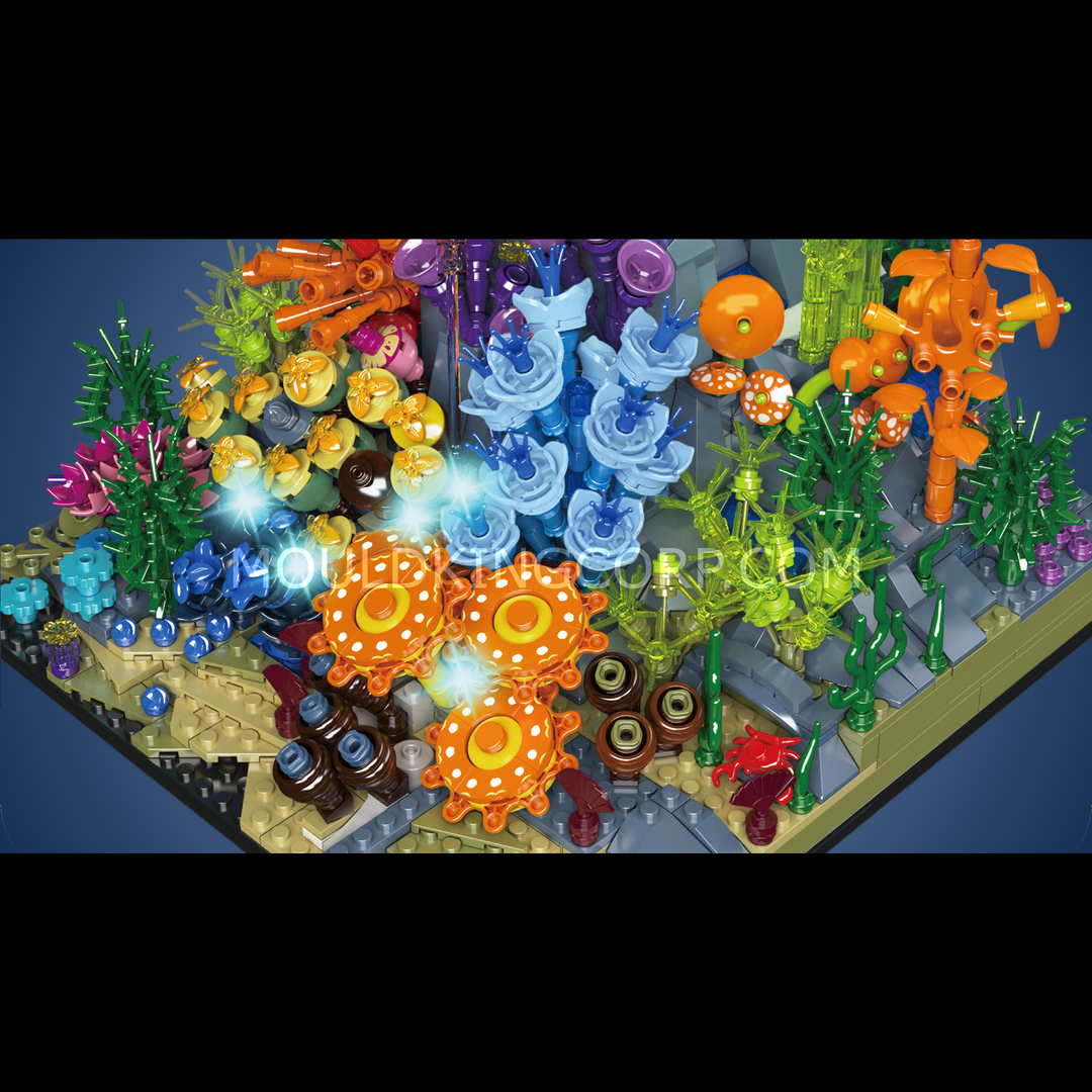 Mould King 10270 Aquarium récifal lumineux et vitrine en acrylique | 2 428 pièces