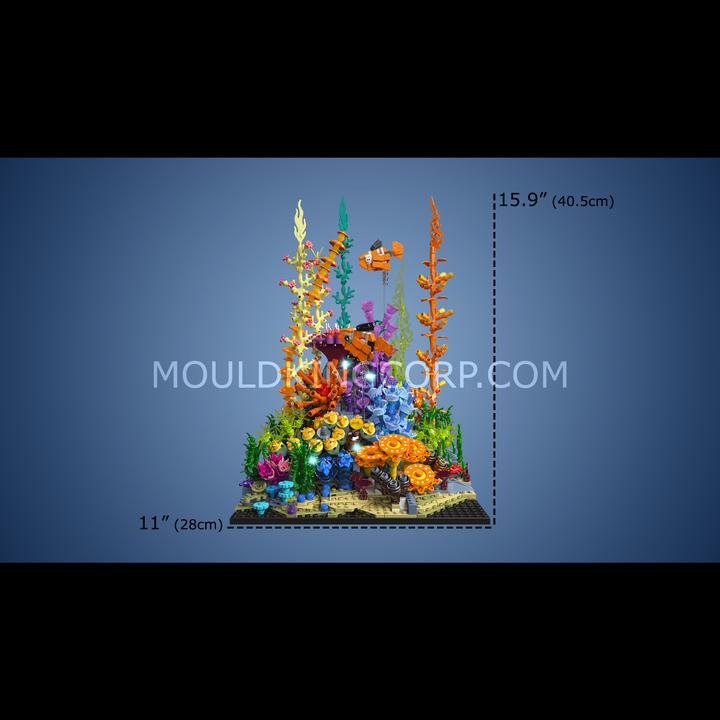 Mould King 10270 Aquarium récifal lumineux et vitrine en acrylique | 2 428 pièces