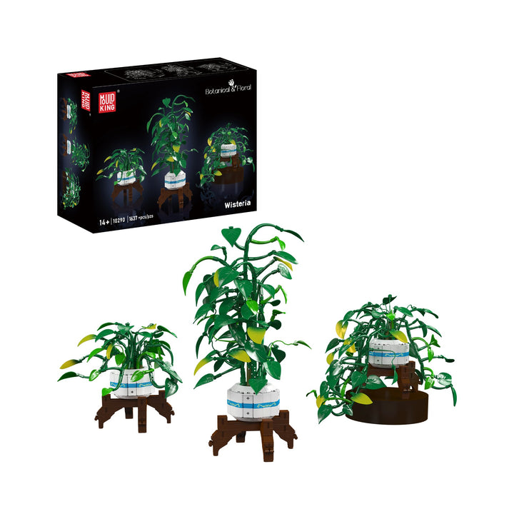 Mould King 10290 Bouwset met drie potplanten met verstelbare stengels | 1.637 onderdelen
