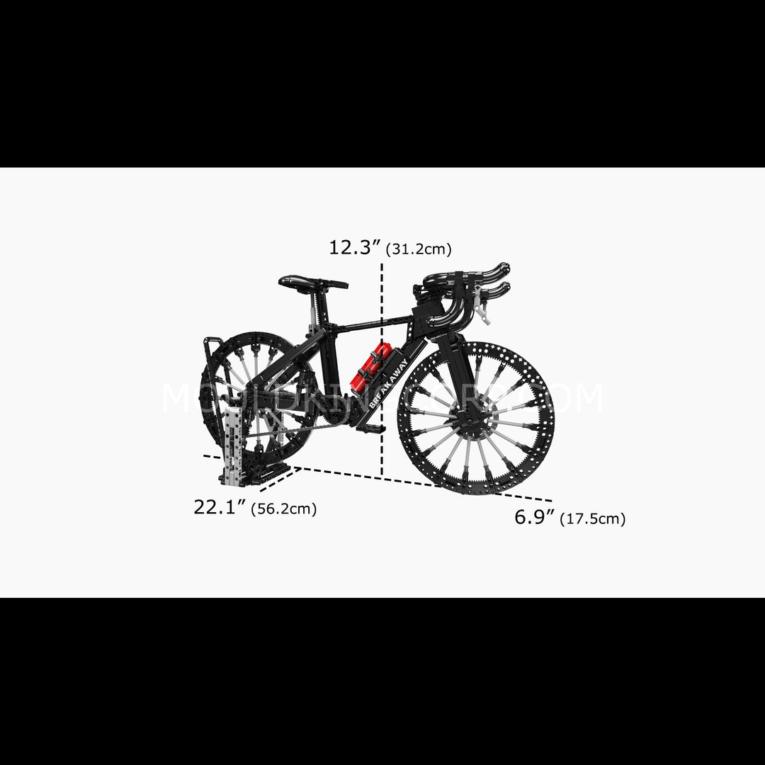 Mould King 10298 Zwarte racefiets met kettingaandrijving bouwset | 1.216 onderdelen
