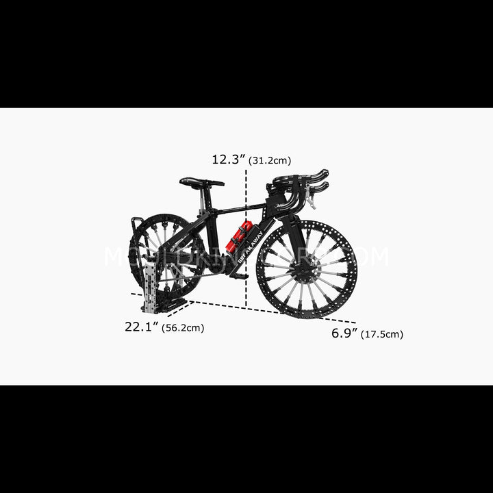 Mould King 10298 Zwarte racefiets met kettingaandrijving bouwset | 1.216 onderdelen