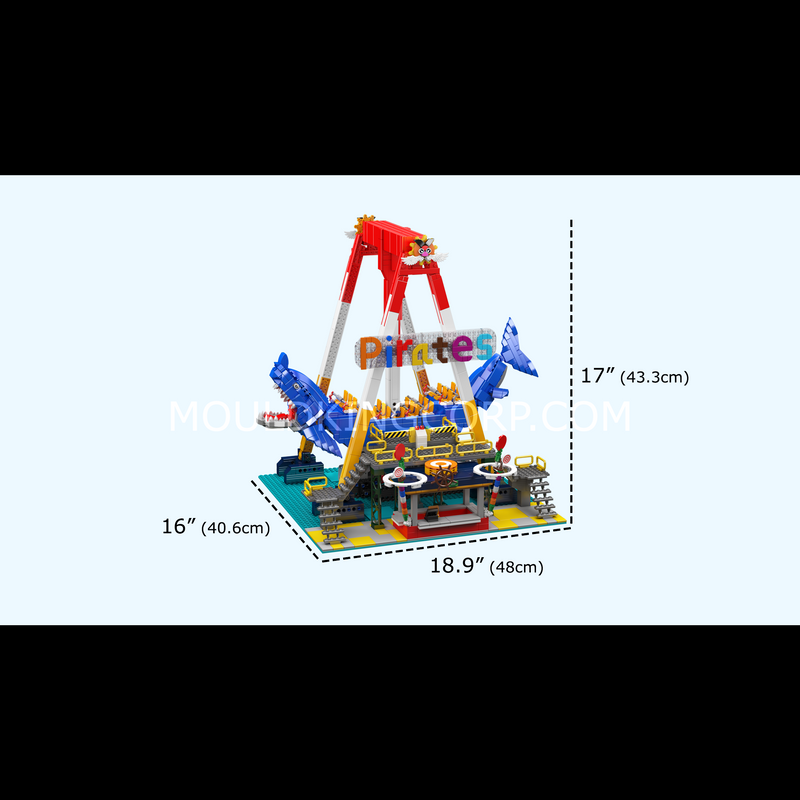 Matrijzenkoning 11017 Elektrische Haai Piratenschip Rit Bouwset | 1.922 Stuks