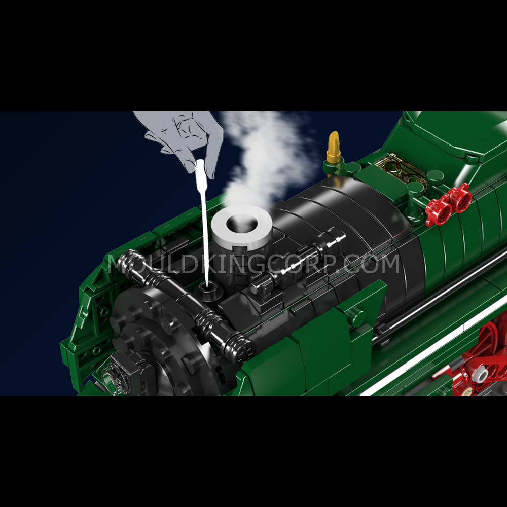 Mould King 12007 - Train Express Allemand BR18 201 Télécommandé Avec Vapeur Et LED, 2348 Pièces, Contrôle App + Télécommande