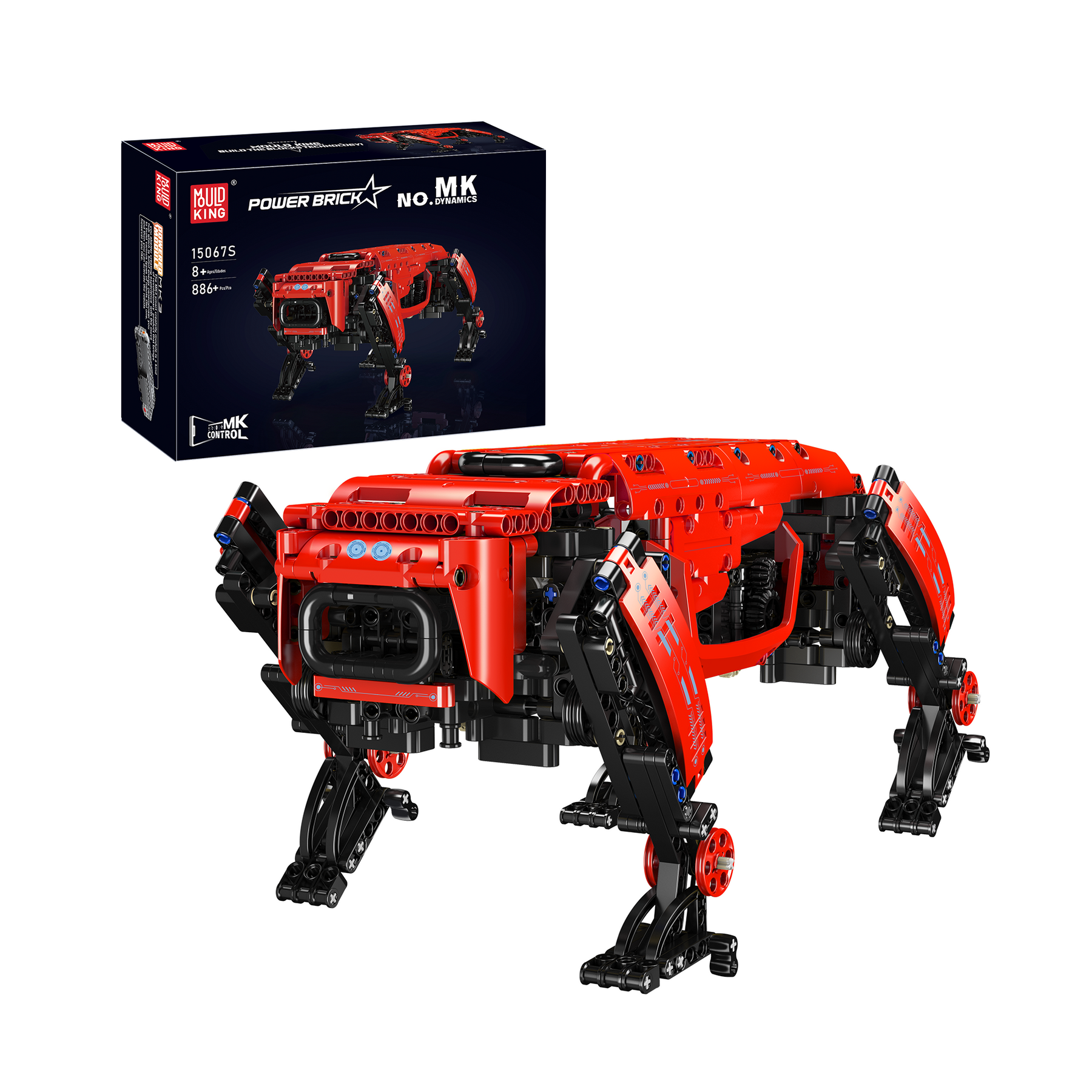 MOULD KING Rouge Robot chien robot bloc jouet pour enfants MOC 15067