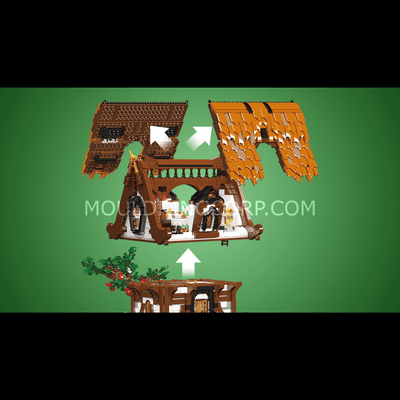 Mould King 16054 Medieval World Log Cabin Building Set | 2,192 Pcs