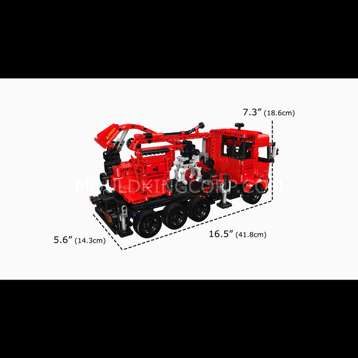 Mould King 17123 Bouwset voor een zware houtversnipperaar-vrachtwagen met kraanarm | 1.146 onderdelen