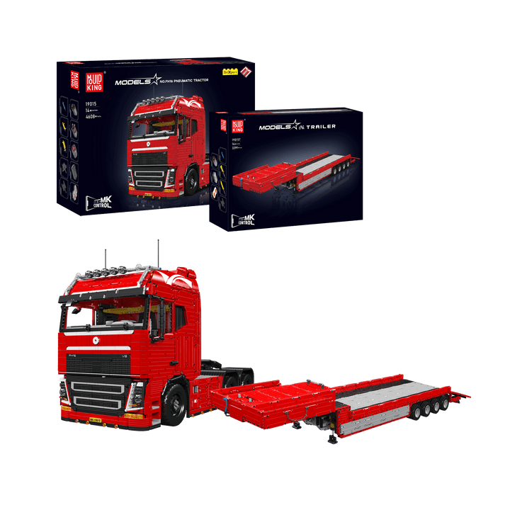Mould King 19015+19015T FH16 Ferngesteuerter pneumatischer Traktor und Anhänger Bausätze