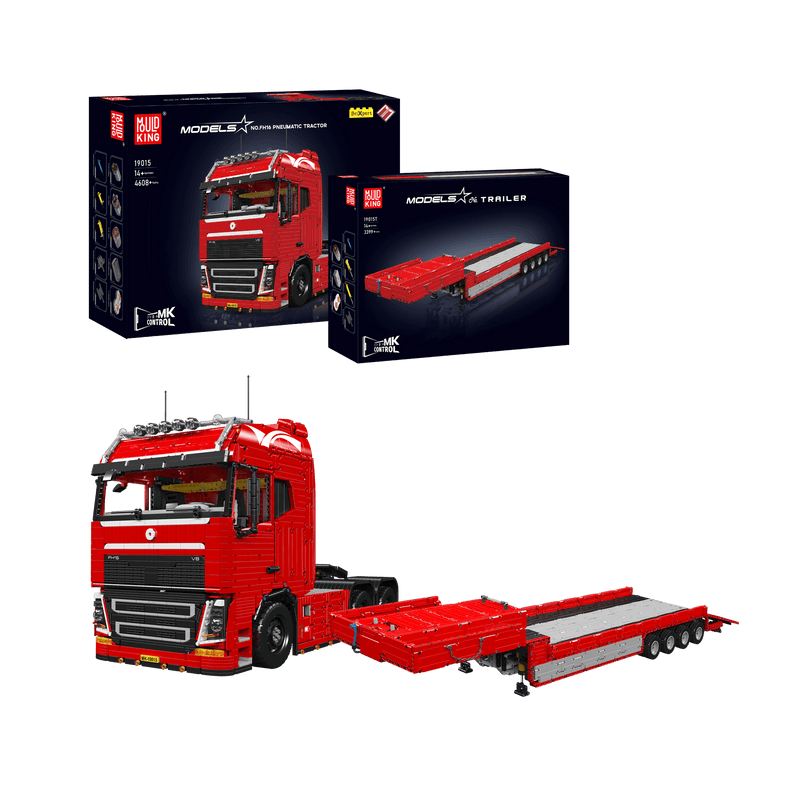 Mould King 19015+19015T  FH16 Remote Controlled Pneumatic Tractor and Trailer Building Sets