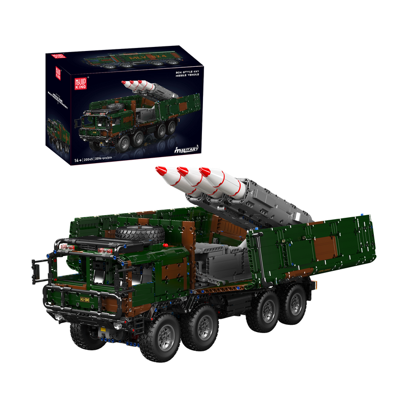 Mould King 20044/20045 Camion lance-missiles télécommandé 8x4, ensemble de construction militaire | 3 594 pièces