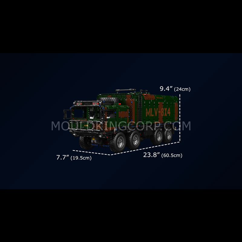 Mould King 20044/20045 Camion lance-missiles télécommandé 8x4, ensemble de construction militaire | 3 594 pièces