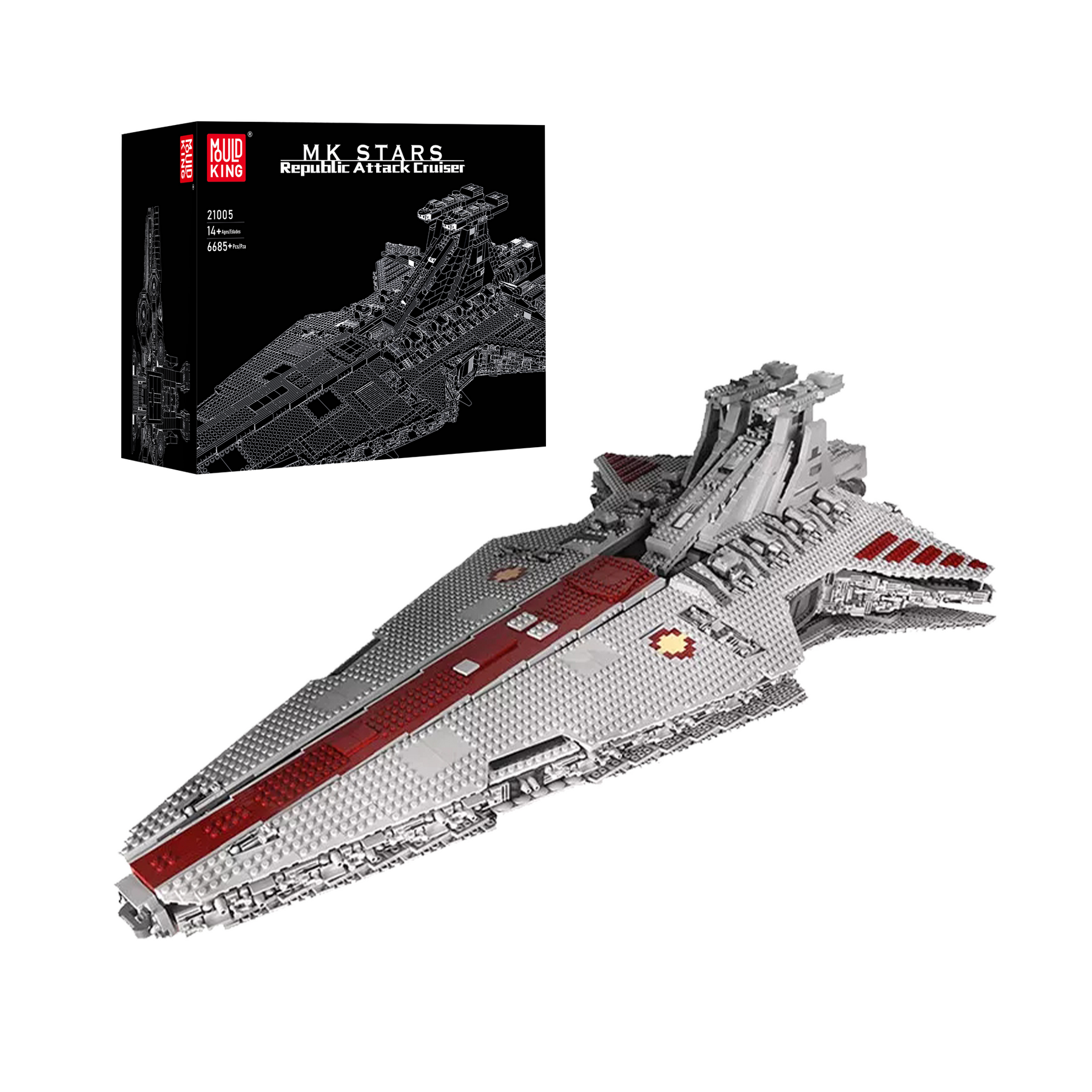 Mould King 21005 Venator Republic Attack Cruiser Bausatz 6 685 Teile mould-king-21005-venator-republic-attack-cruiser-bausatz-6-685-teile