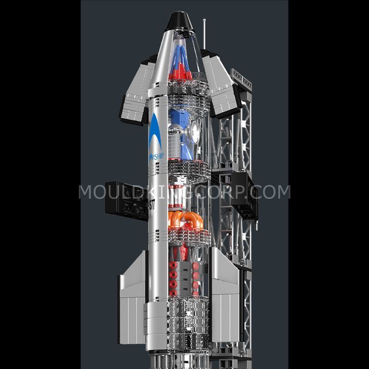 Mould King 21077 Chrome Starship & Launch Tower Building Set | 1,231 Pcs
