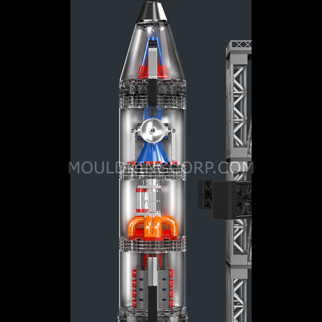 Mould King 21077 Chrome Starship & Launch Tower Building Set | 1,231 Pcs