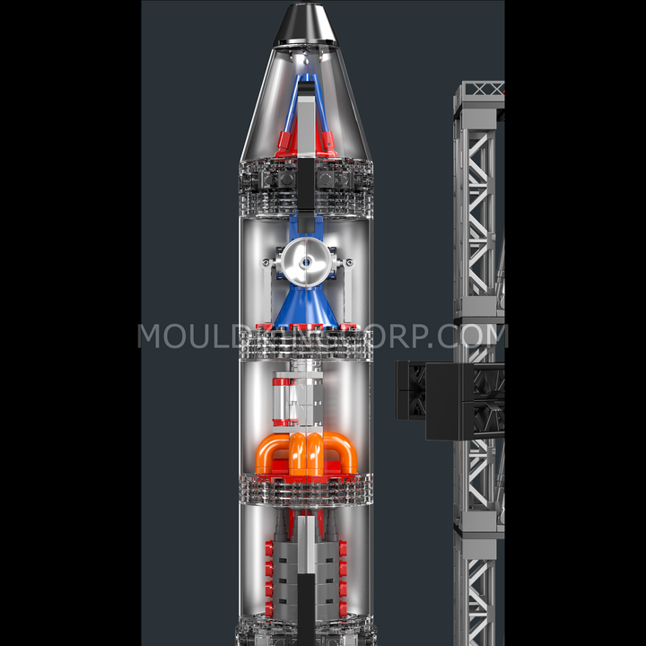 Mould King 21077 Chrome Starship & Launch Tower Building Set | 1,231 Pcs