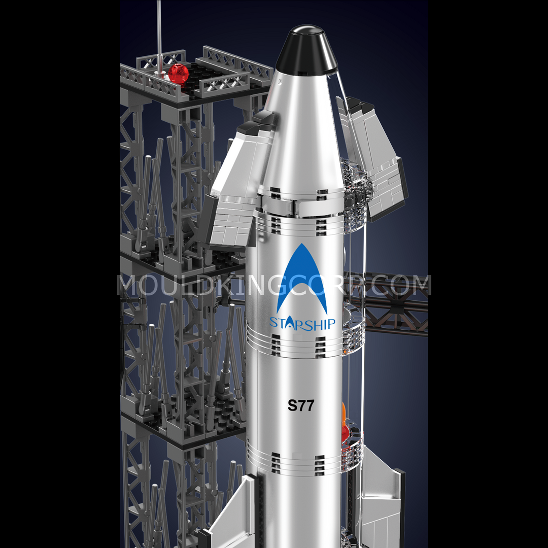 Mould King 21077 Chrome Starship & Launch Tower Building Set | 1,231 Pcs