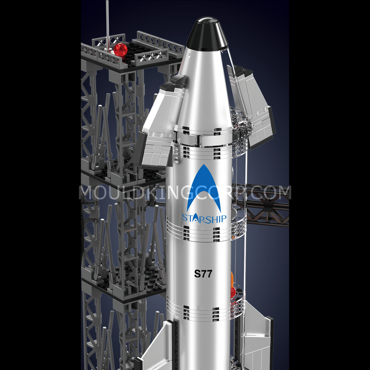 Mould King 21077 Chrome Starship & Launch Tower Building Set | 1,231 Pcs