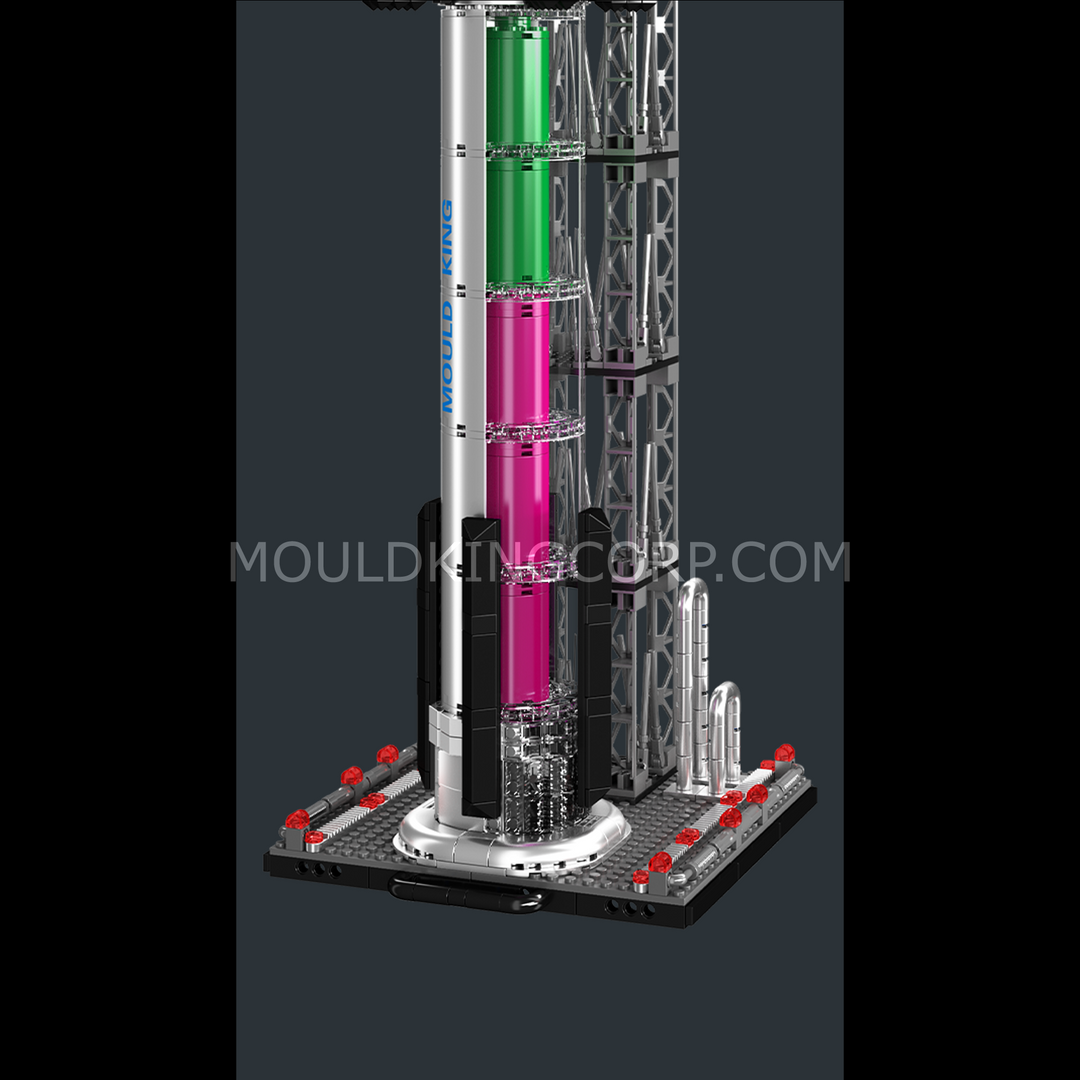 Mould King 21077 Chrome Starship & Launch Tower Building Set | 1,231 Pcs