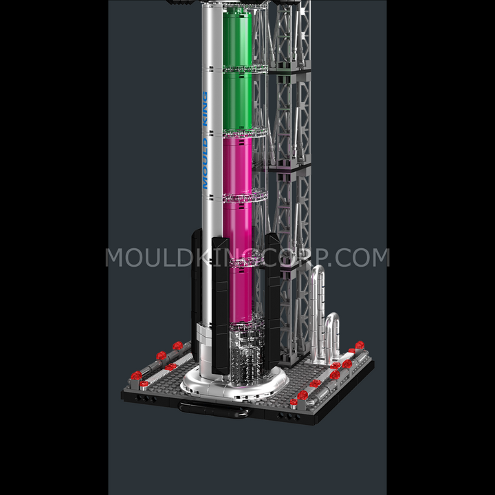 Mould King 21077 Chrome Starship & Launch Tower Building Set | 1,231 Pcs