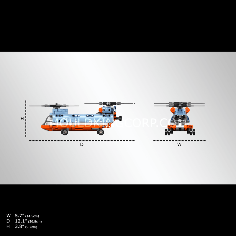 Mould King 24050 Tandem Rotor Helicopter Building Toy Set | 270 Pcs