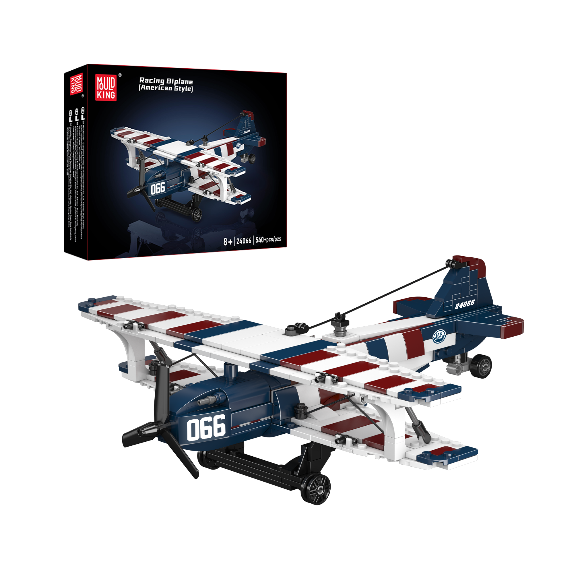 Mould King 24066 American Racing Biplane Building Set | 540 Pcs – Mould ...